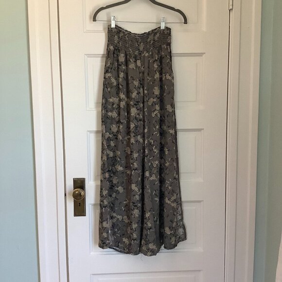 NWT Final Touch loose pants floral grey gauze wide leg - Picture 1 of 7